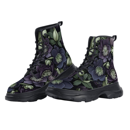 Purple Hellebore Women's Leather Chunky Boots