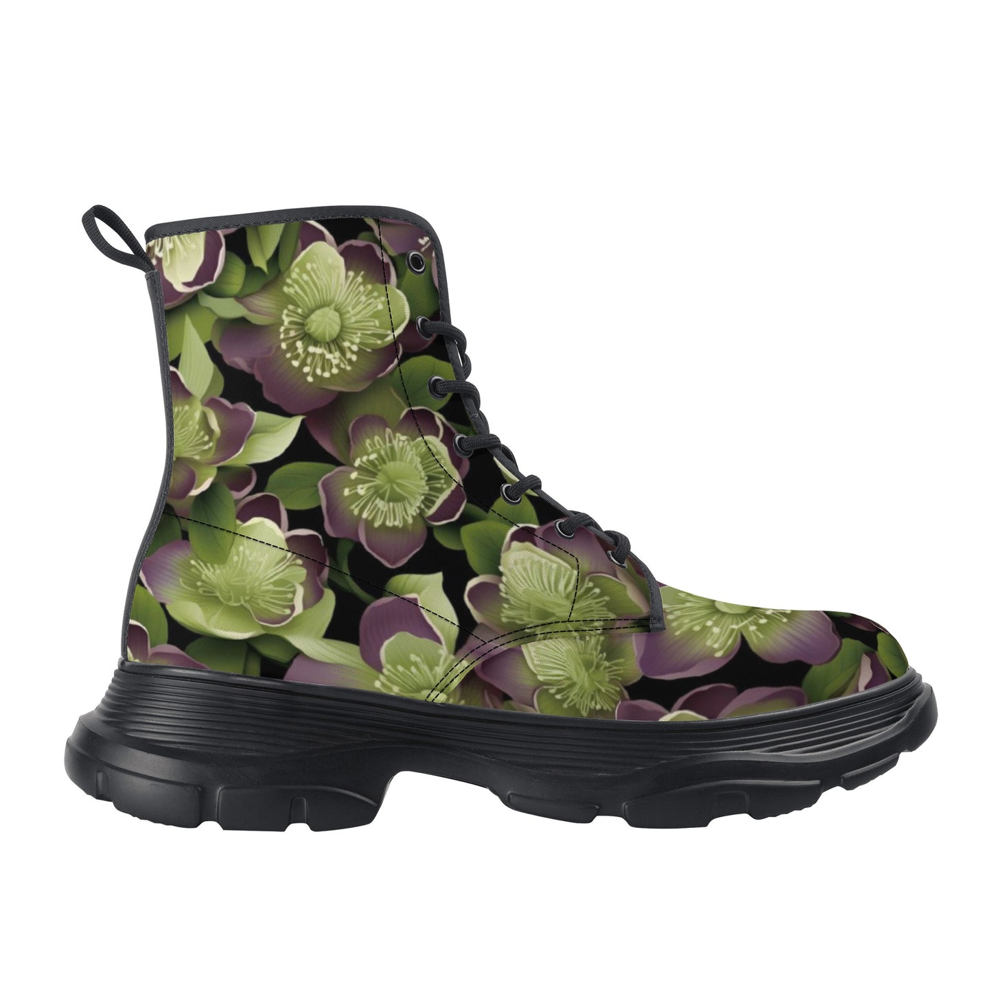 Green Hellebore Women's Leather Chunky Boots