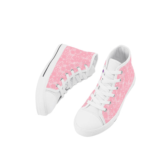 Pink Lace Kids' High Top Canvas Shoes