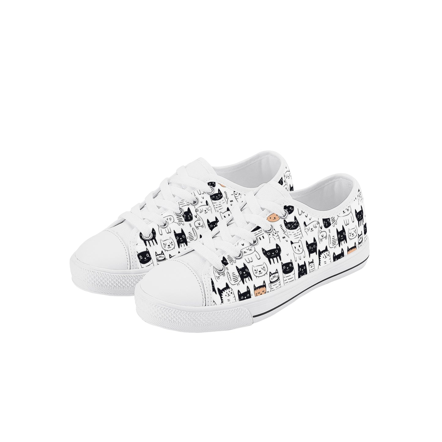 Doodle Cats Kids' Low Top Canvas Shoes