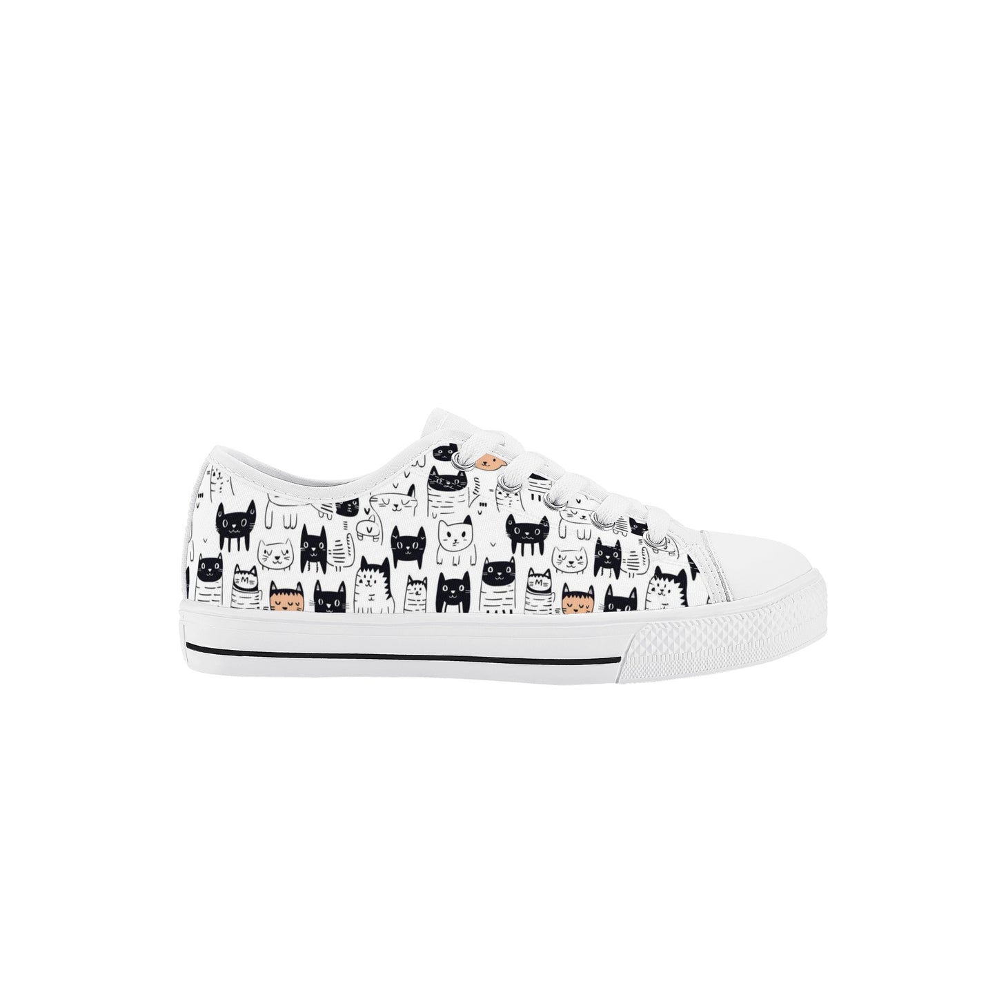 Doodle Cats Kids' Low Top Canvas Shoes