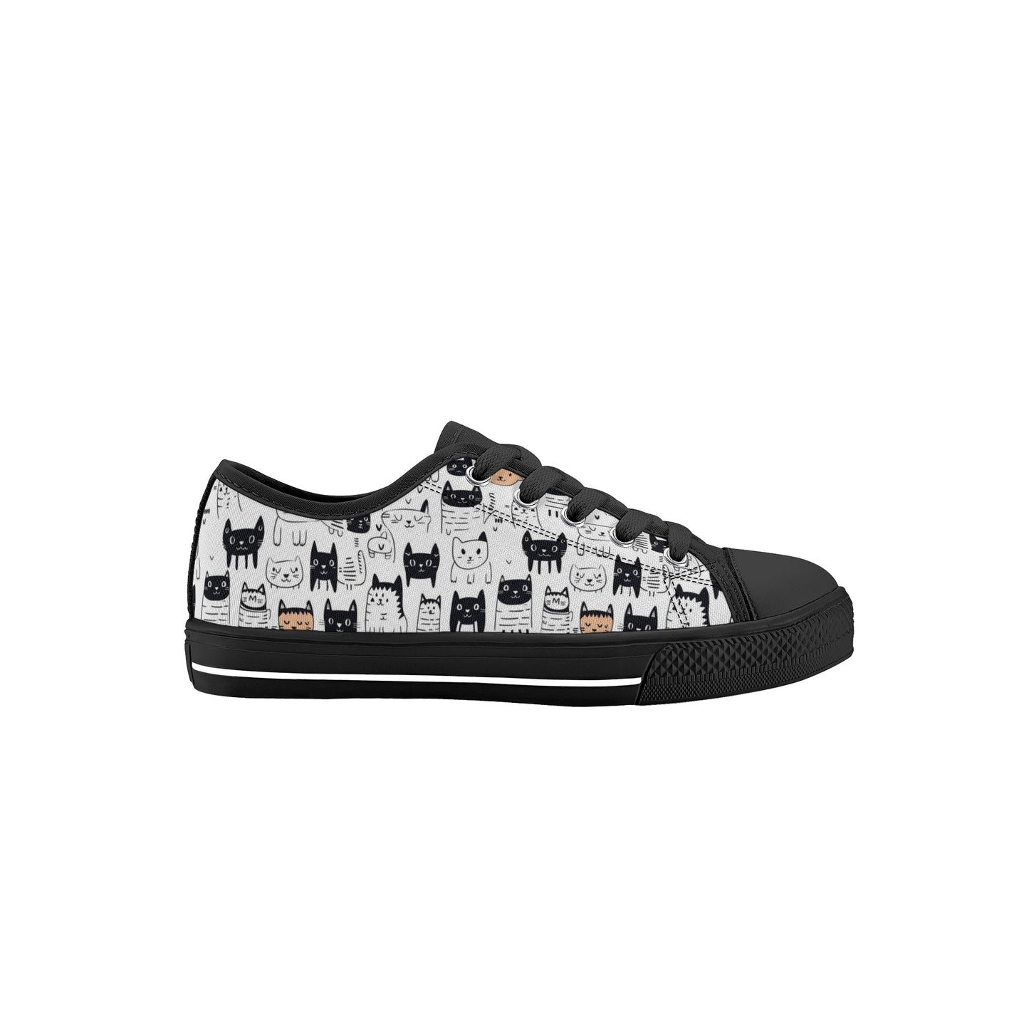 Doodle Cats Kids' Low Top Canvas Shoes