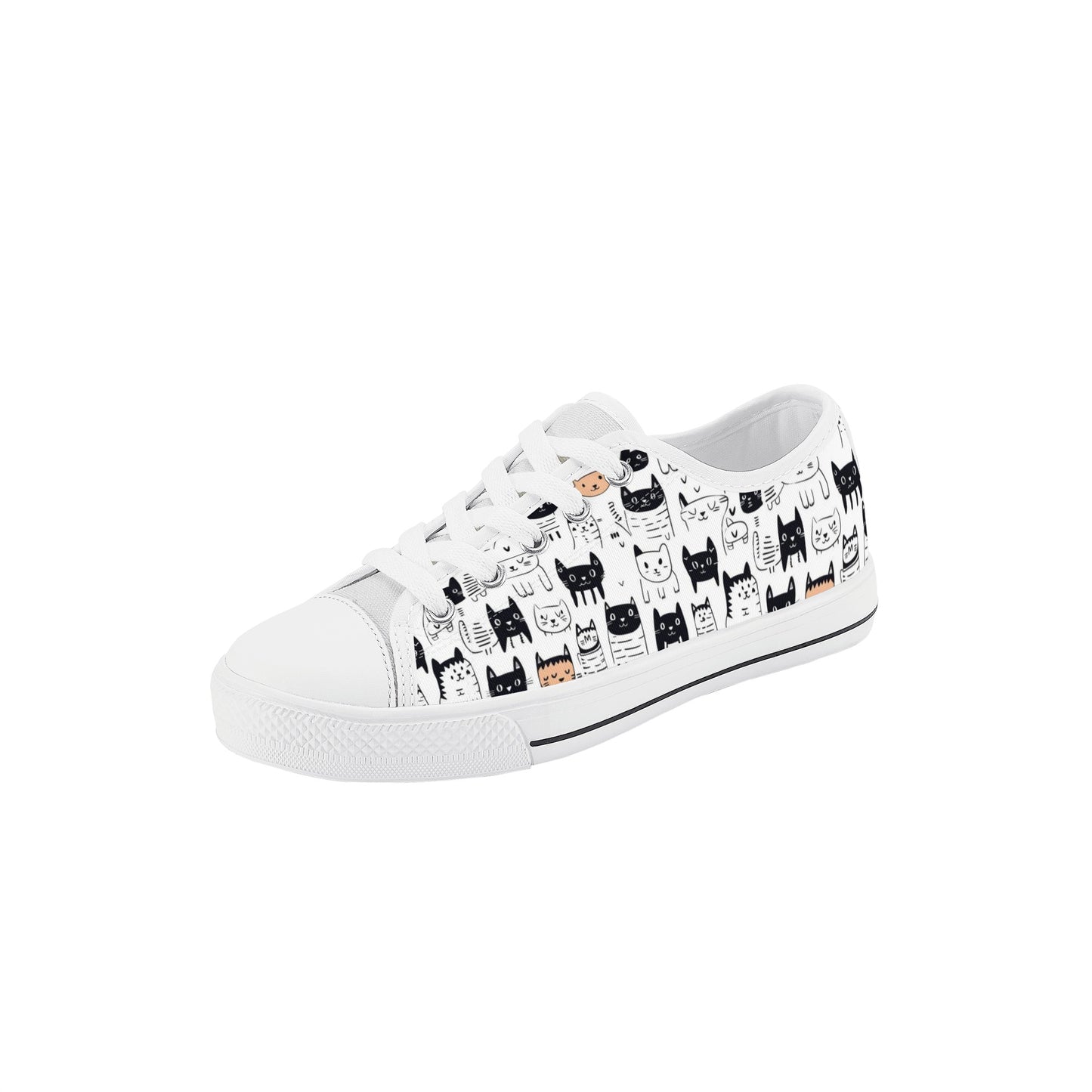 Doodle Cats Kids' Low Top Canvas Shoes