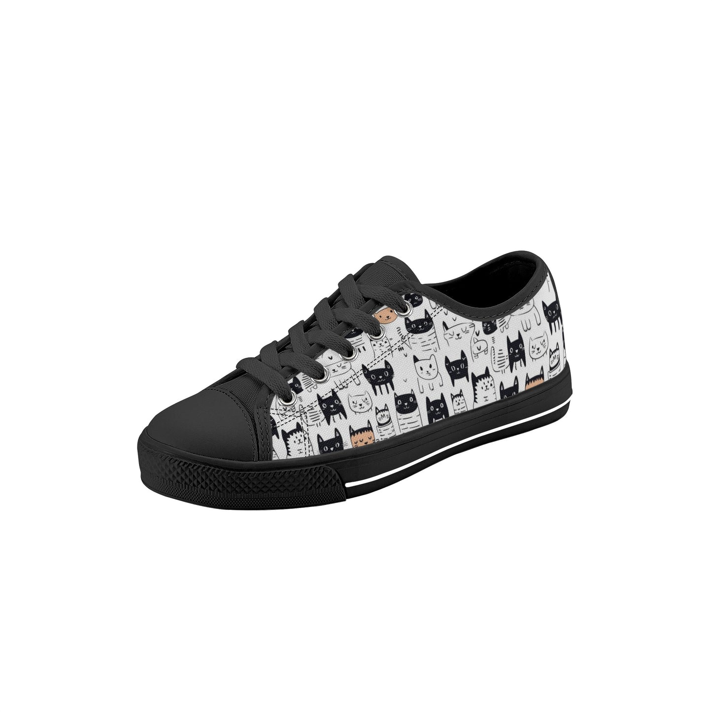 Doodle Cats Kids' Low Top Canvas Shoes