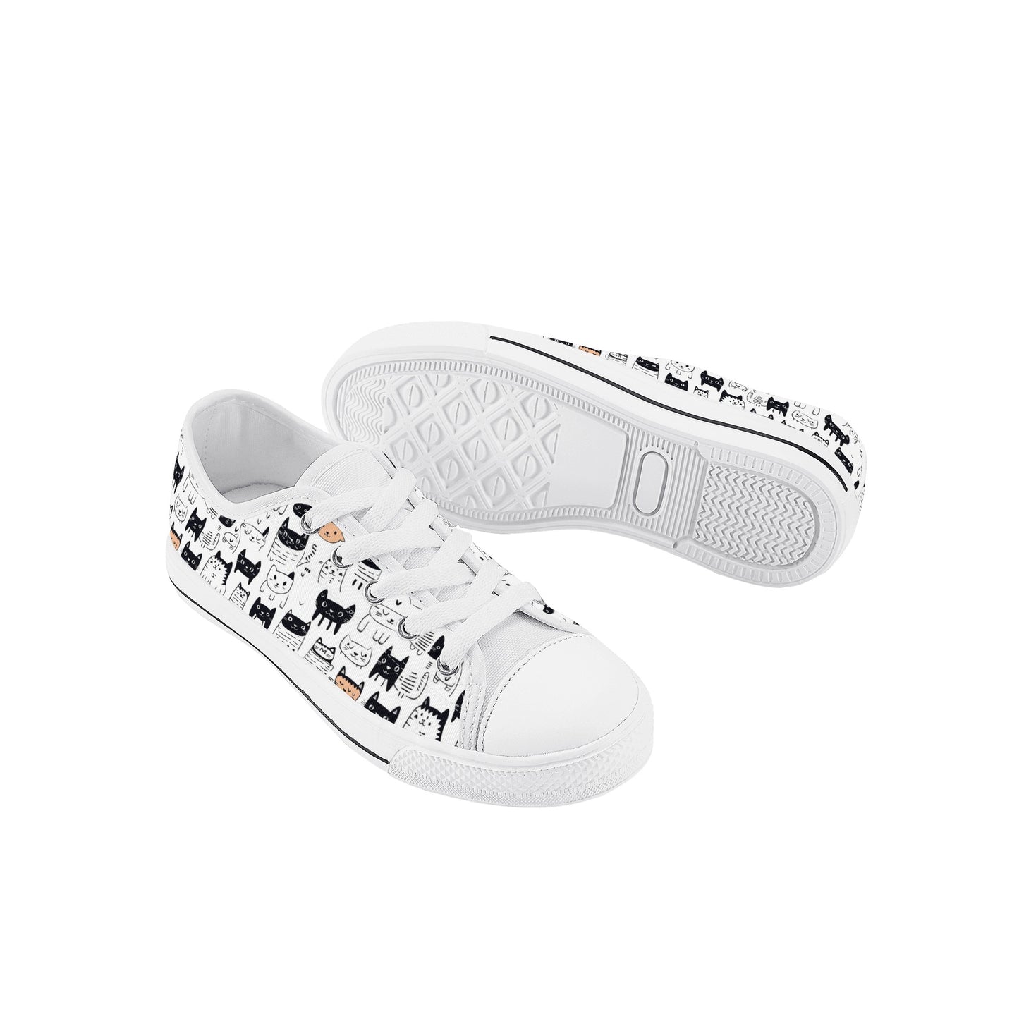 Doodle Cats Kids' Low Top Canvas Shoes