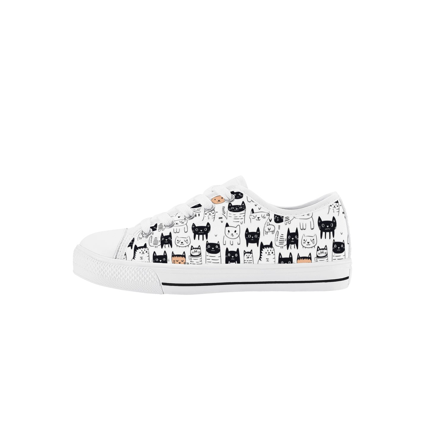 Doodle Cats Kids' Low Top Canvas Shoes