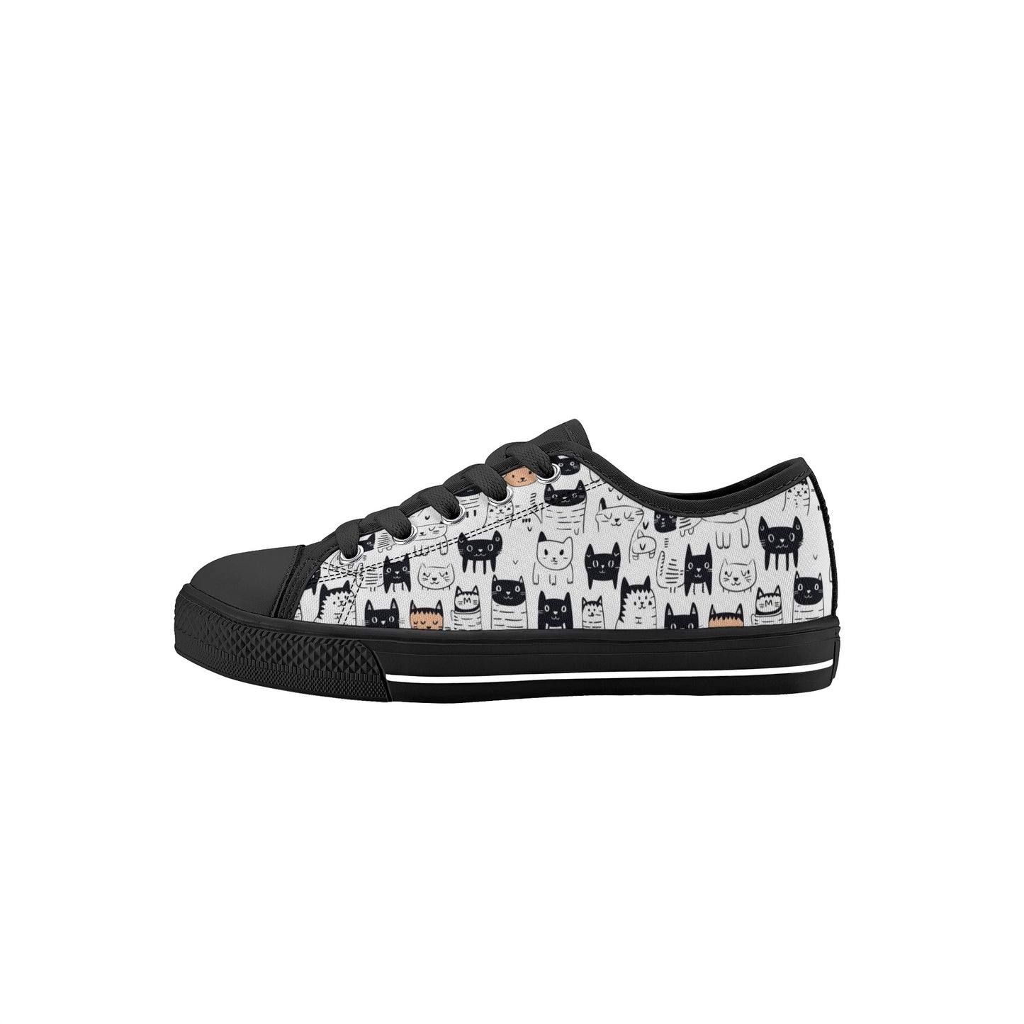 Doodle Cats Kids' Low Top Canvas Shoes