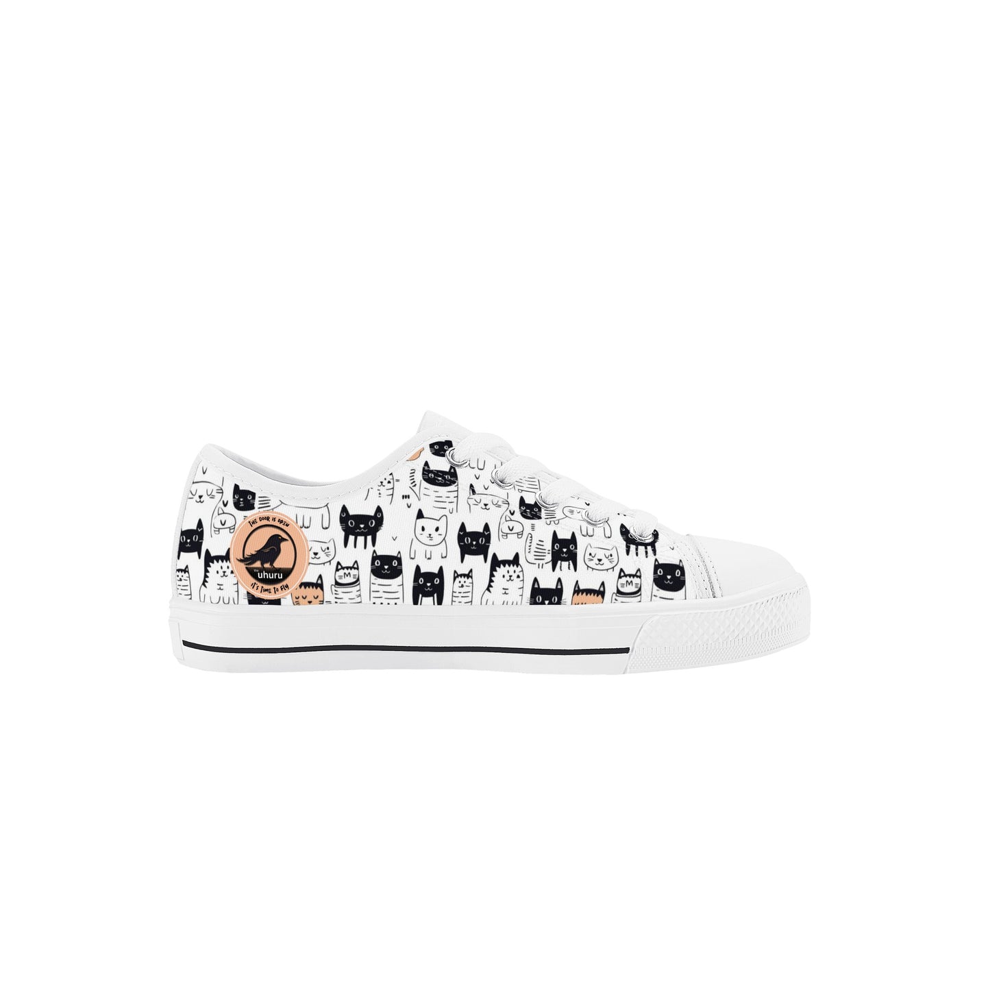 Doodle Cats Kids' Low Top Canvas Shoes