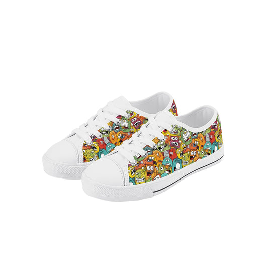 Toothy Monsters Kids' Low Top Canvas Shoes