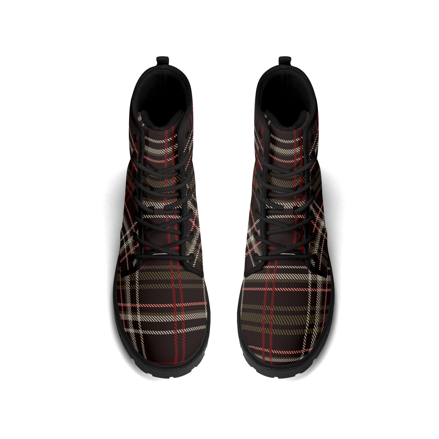 Bordeaux Plaid Men's Leather Boots