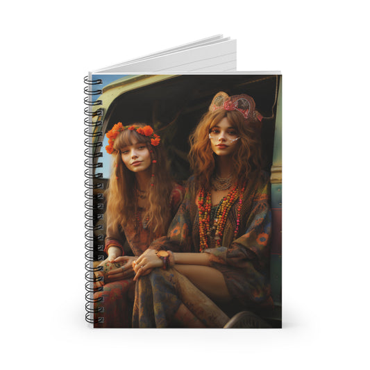 Spiral Notebook - Ruled Line Hippie Girls