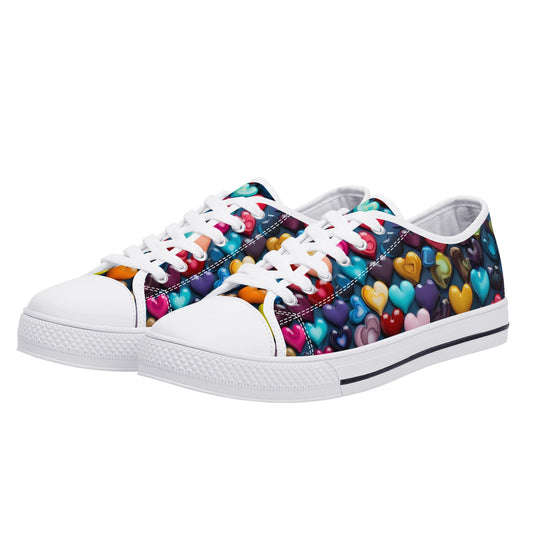 Heart of Glass Women's Low Top Canvas Shoes