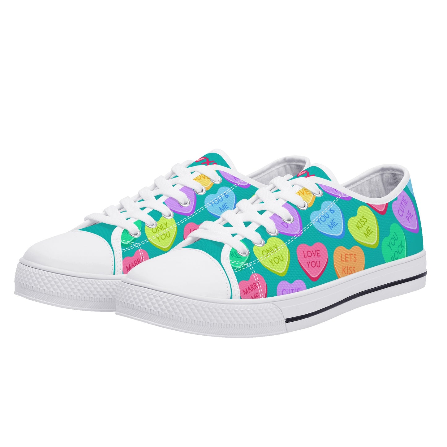 Candy Hearts Women's Low Top Canvas Shoes