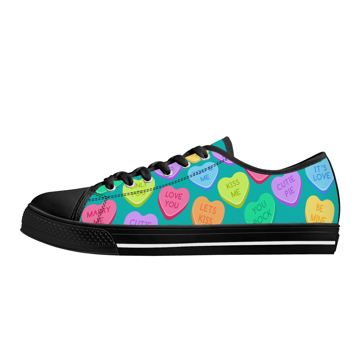 Candy Hearts Women's Low Top Canvas Shoes