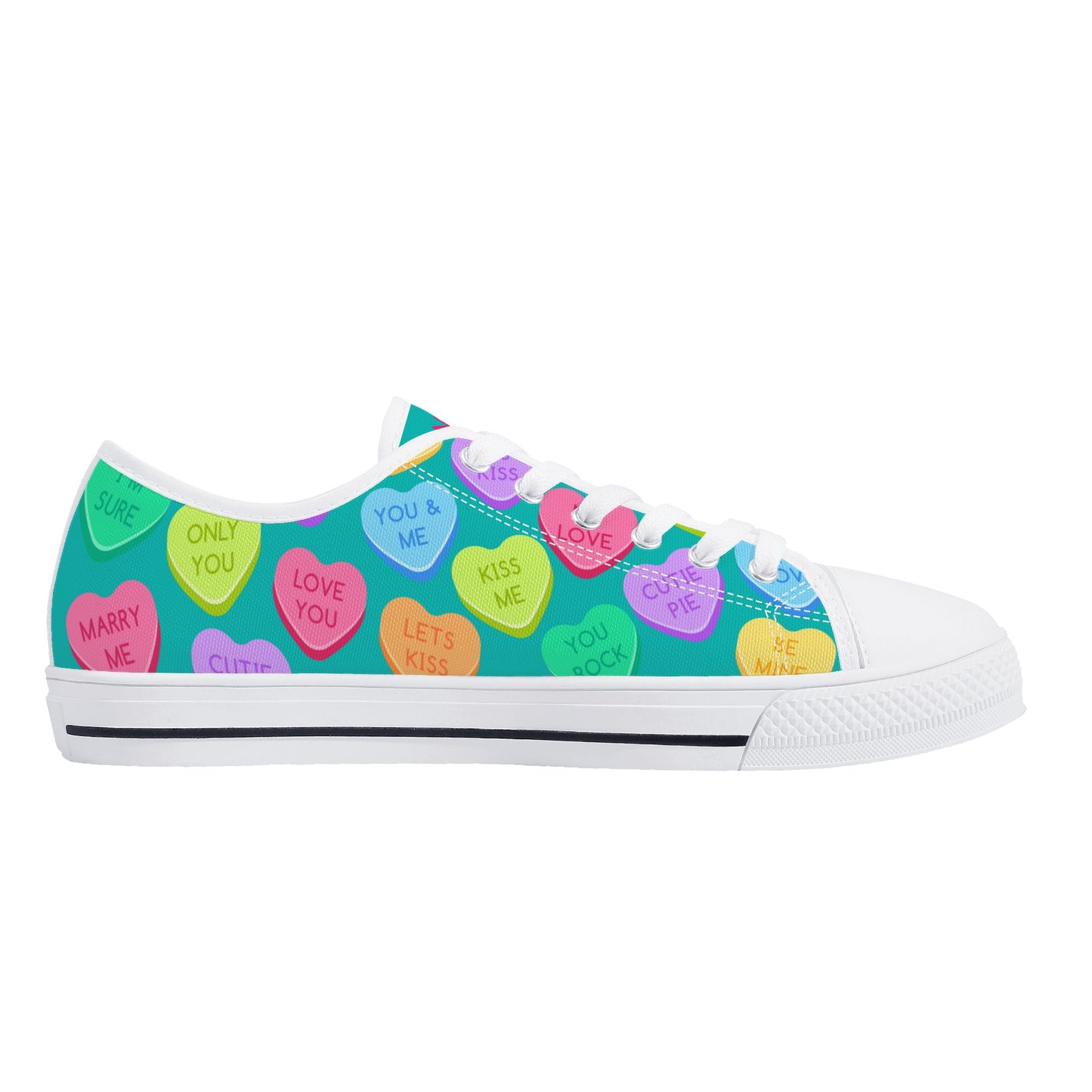 Candy Hearts Women's Low Top Canvas Shoes