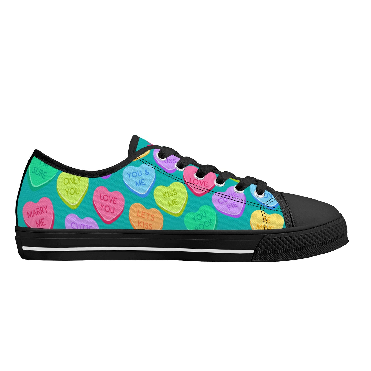 Candy Hearts Women's Low Top Canvas Shoes