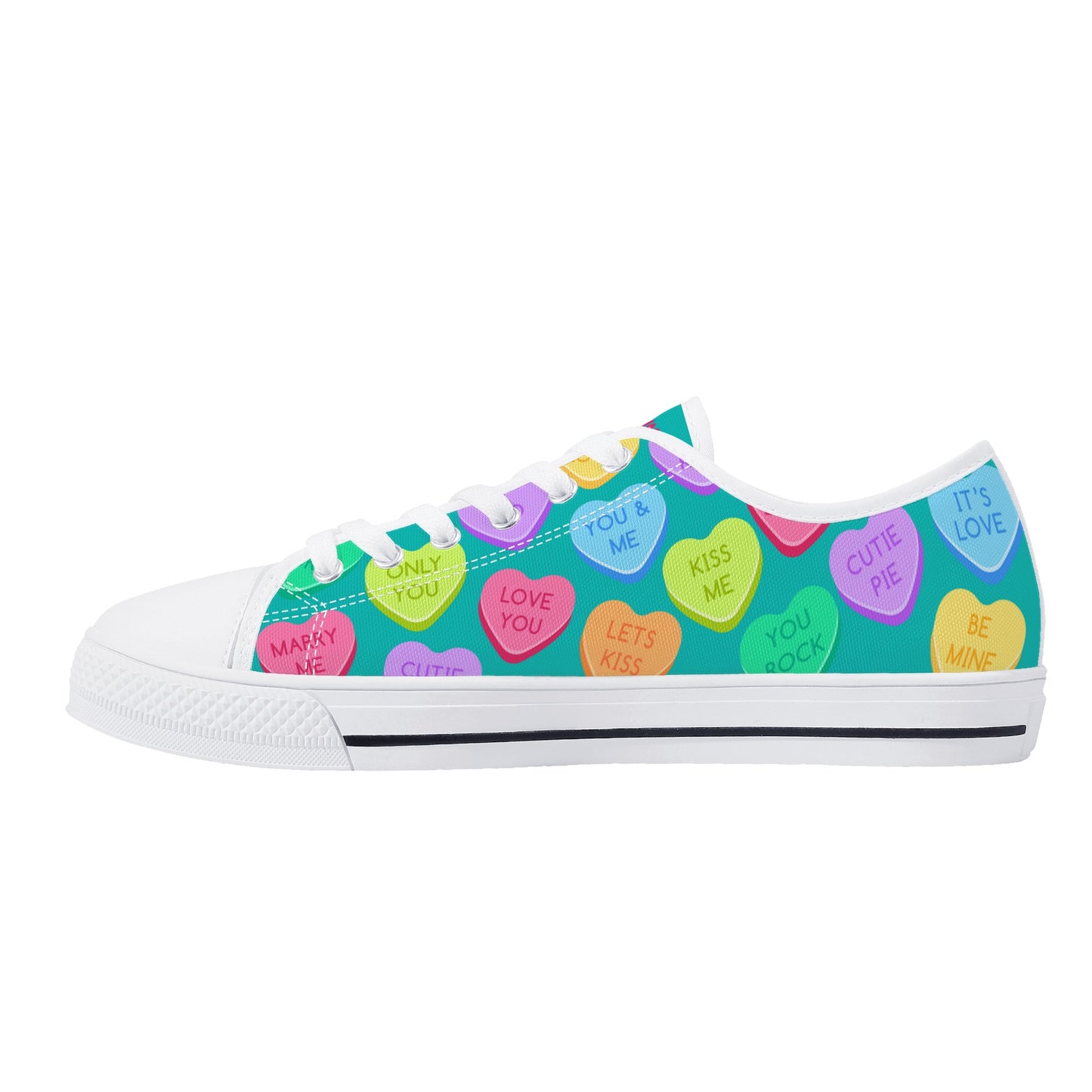 Candy Hearts Women's Low Top Canvas Shoes