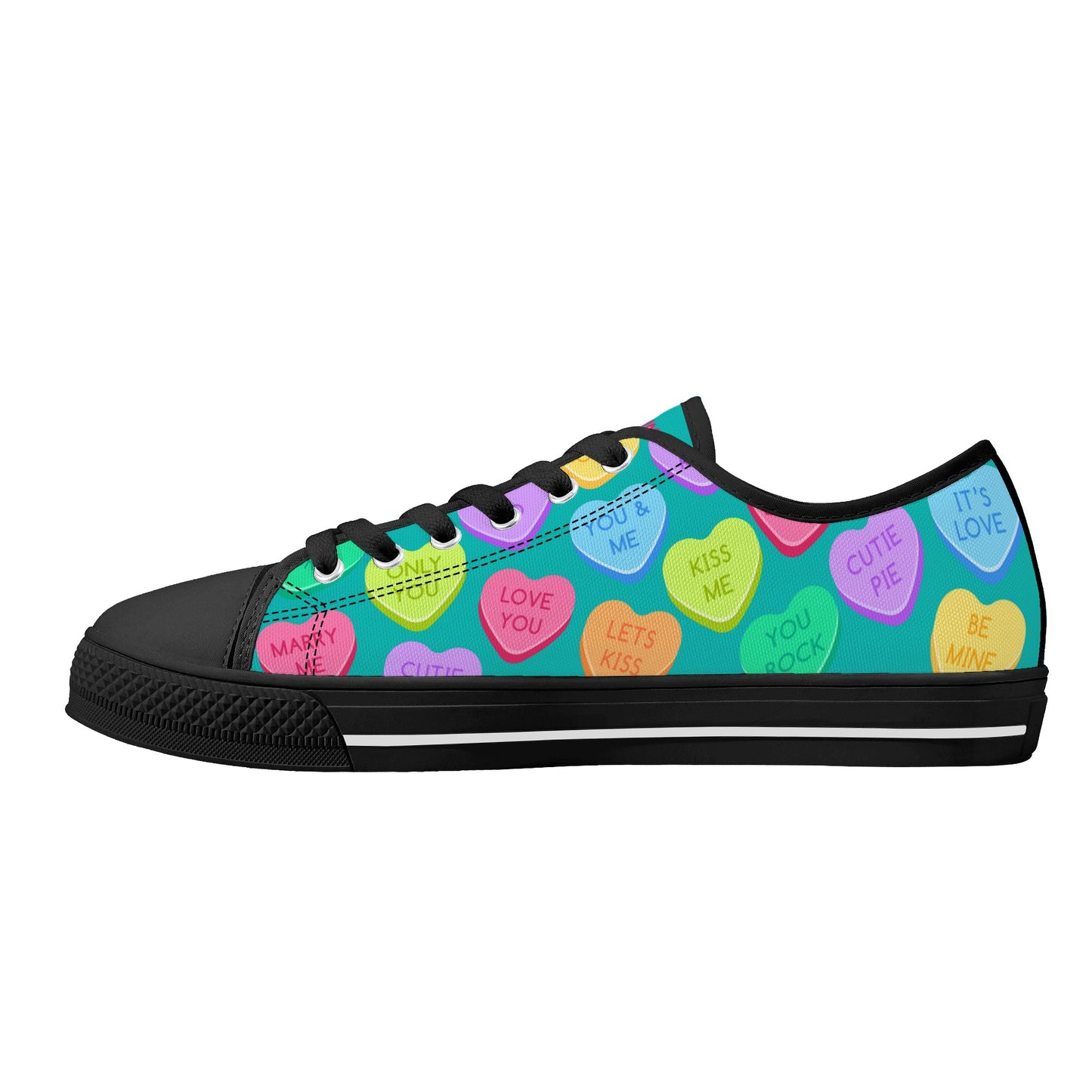 Candy Hearts Women's Low Top Canvas Shoes