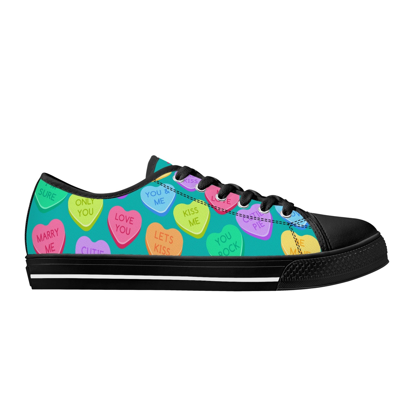 Candy Hearts Women's Low Top Canvas Shoes