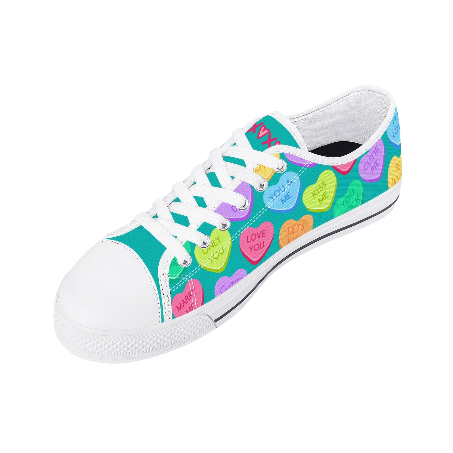 Candy Hearts Women's Low Top Canvas Shoes