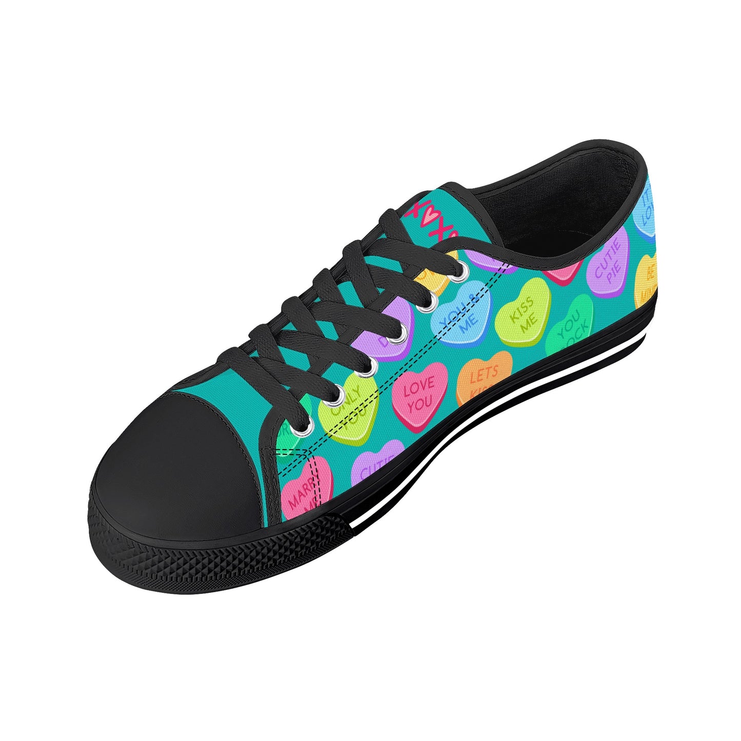 Candy Hearts Women's Low Top Canvas Shoes