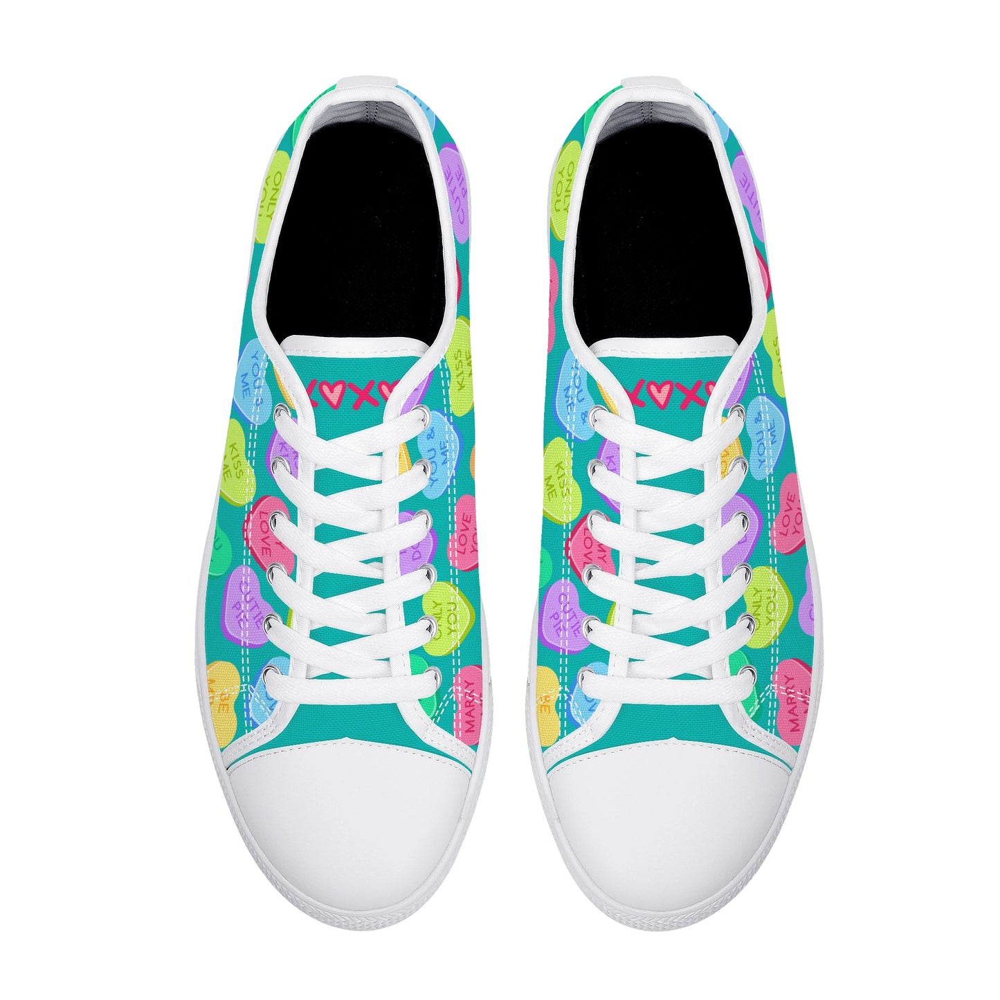 Candy Hearts Women's Low Top Canvas Shoes