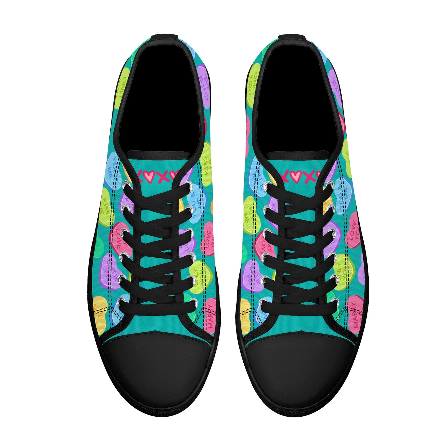 Candy Hearts Women's Low Top Canvas Shoes