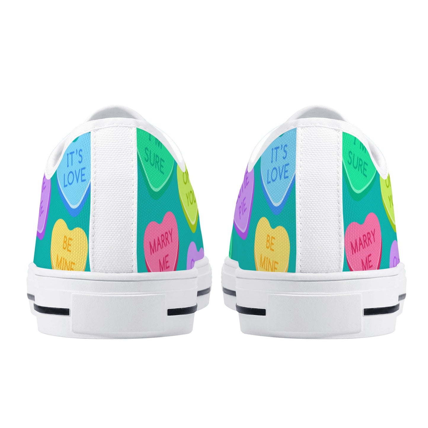 Candy Hearts Women's Low Top Canvas Shoes