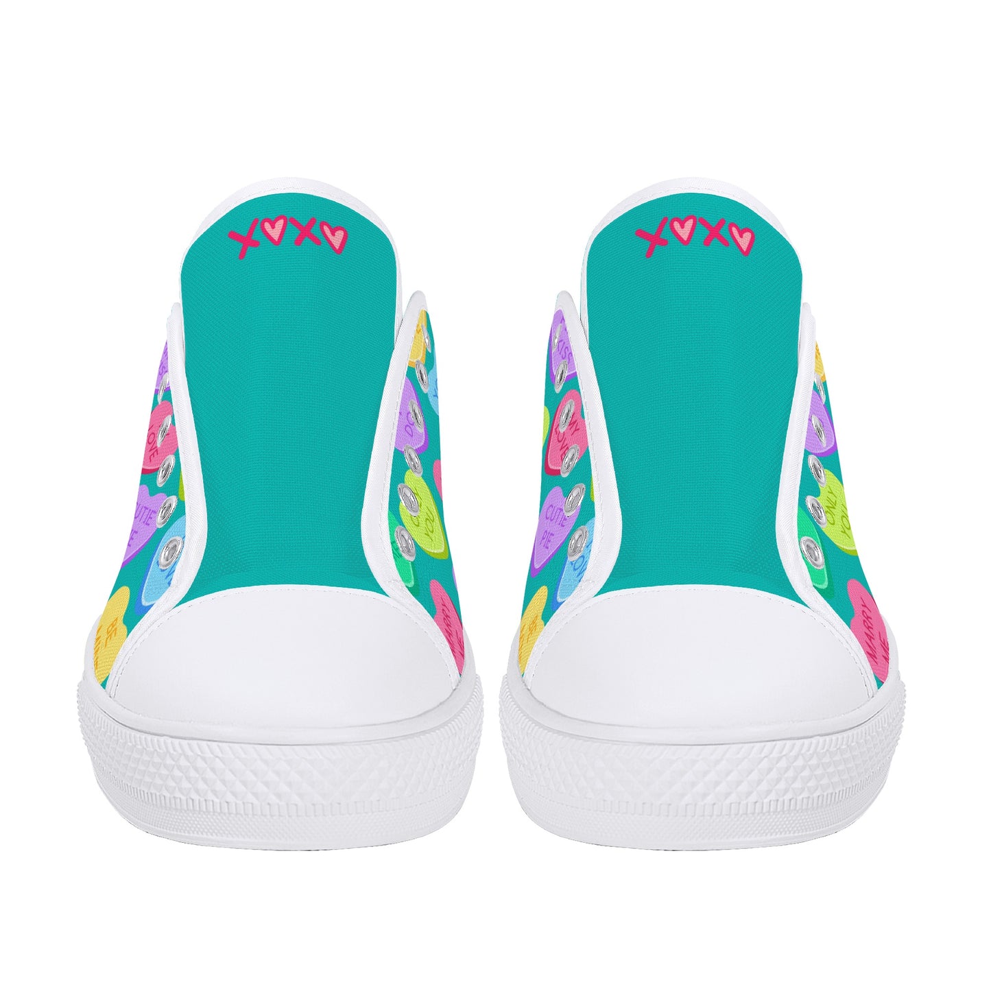 Candy Hearts Women's Low Top Canvas Shoes