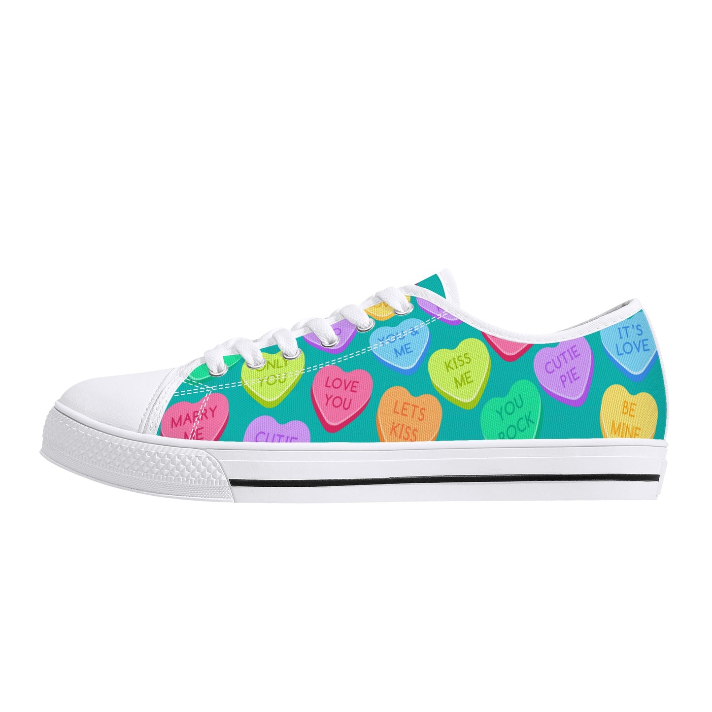 Candy Hearts Women's Low Top Canvas Shoes