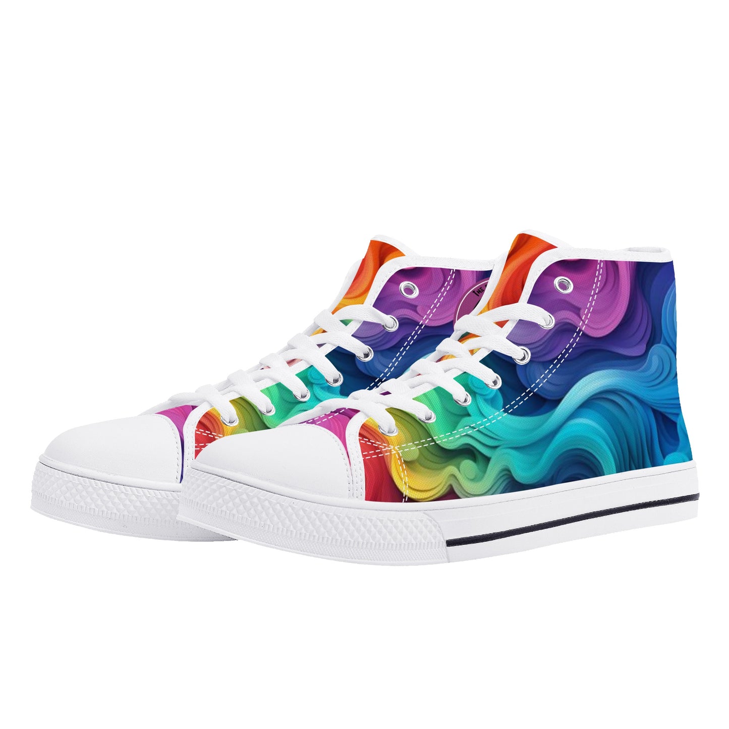 Zapatos de lona de caña alta para mujer Rainbow Swirl