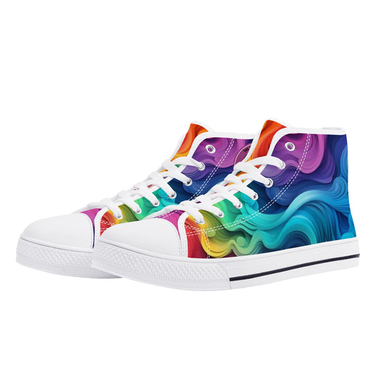 Rainbow Swirl Womens High Top Canvas Shoes