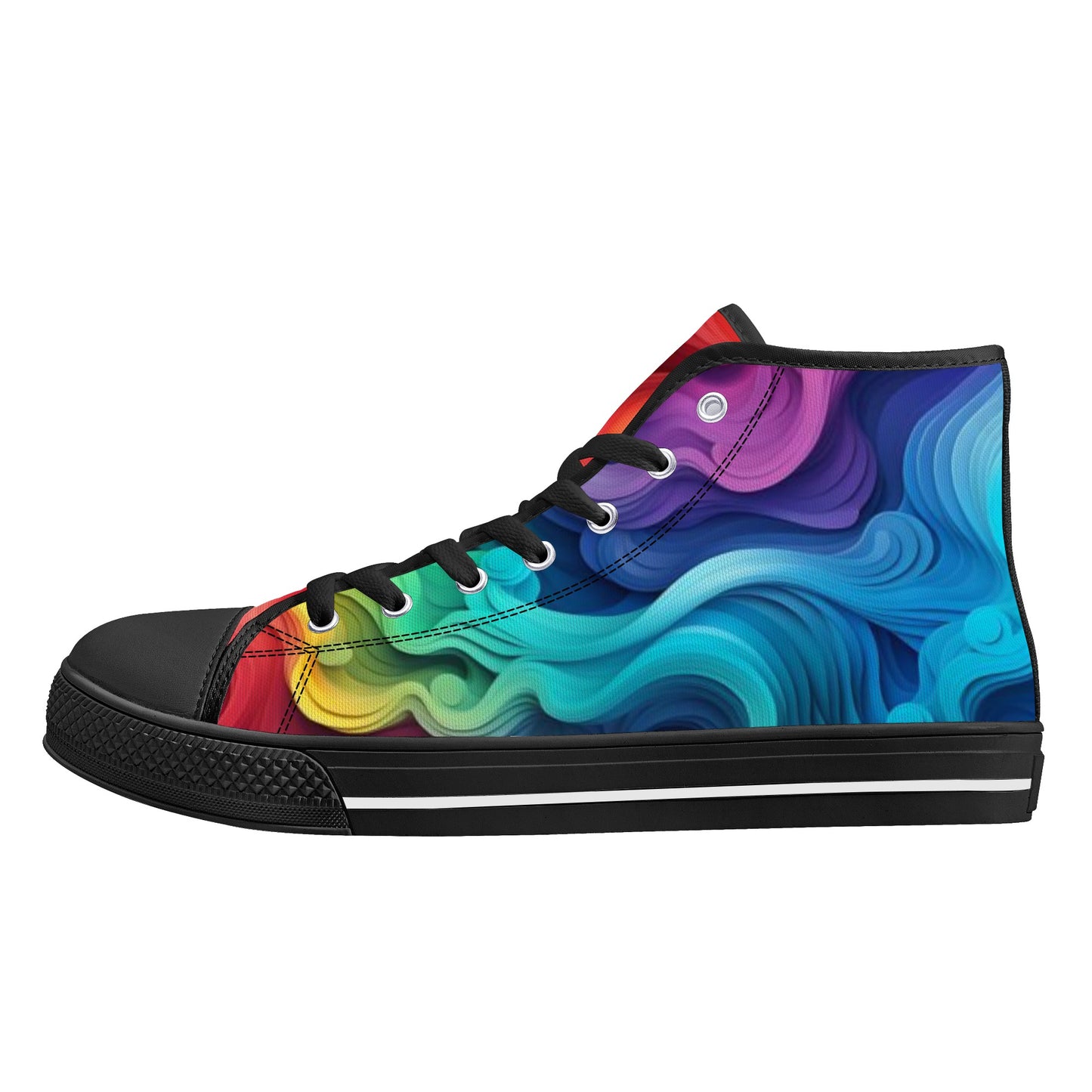 Zapatos de lona de caña alta para mujer Rainbow Swirl