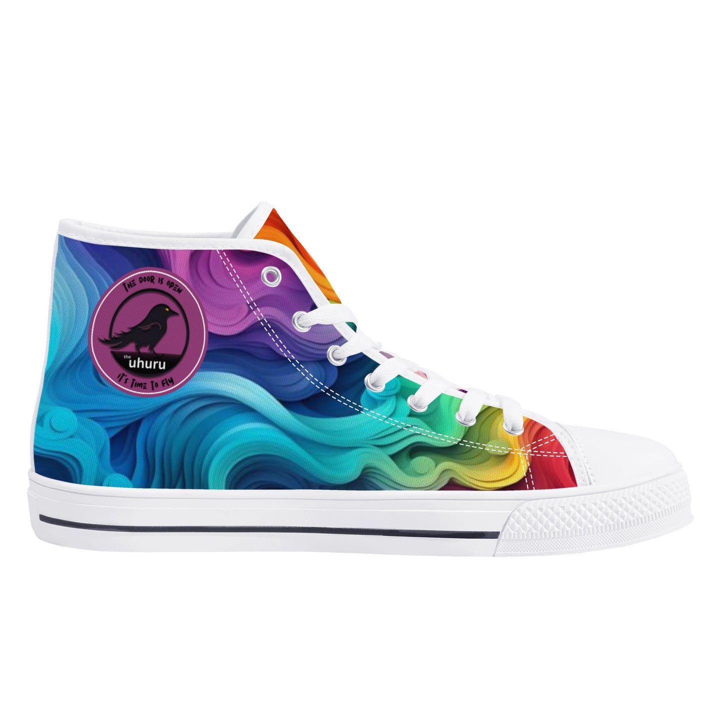 Zapatos de lona de caña alta para mujer Rainbow Swirl