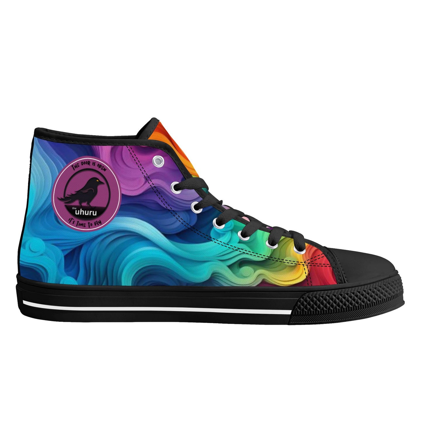 Zapatos de lona de caña alta para mujer Rainbow Swirl