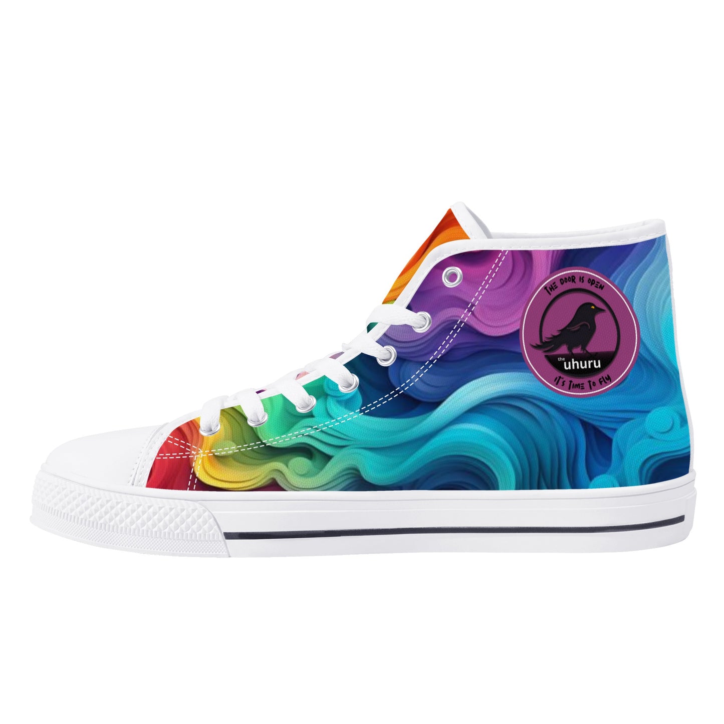 Zapatos de lona de caña alta para mujer Rainbow Swirl