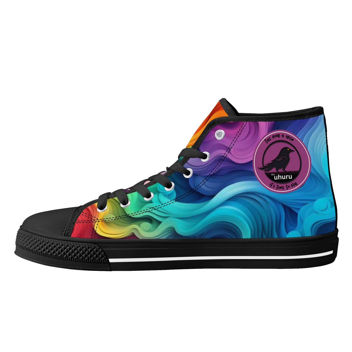 Zapatos de lona de caña alta para mujer Rainbow Swirl