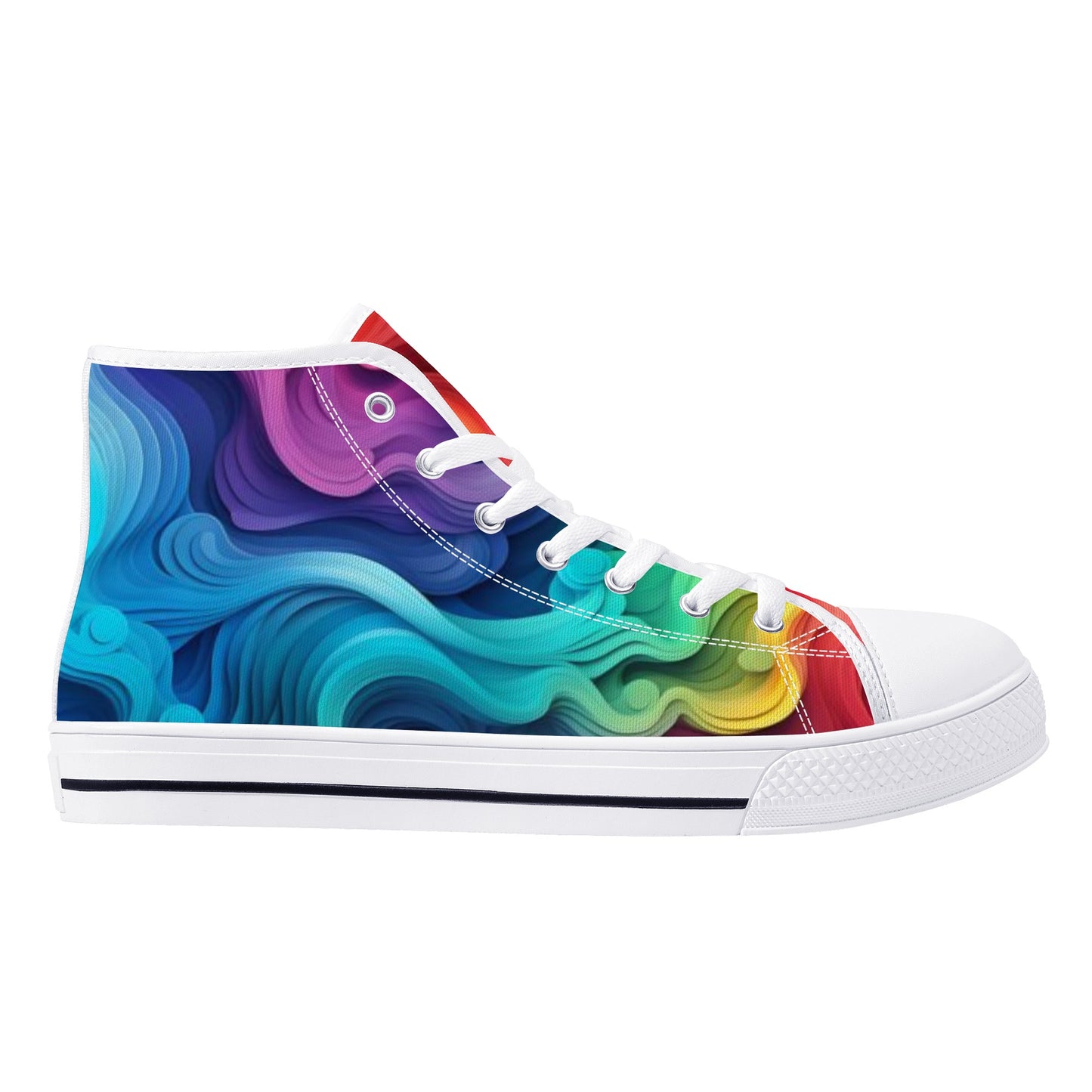 Zapatos de lona de caña alta para mujer Rainbow Swirl