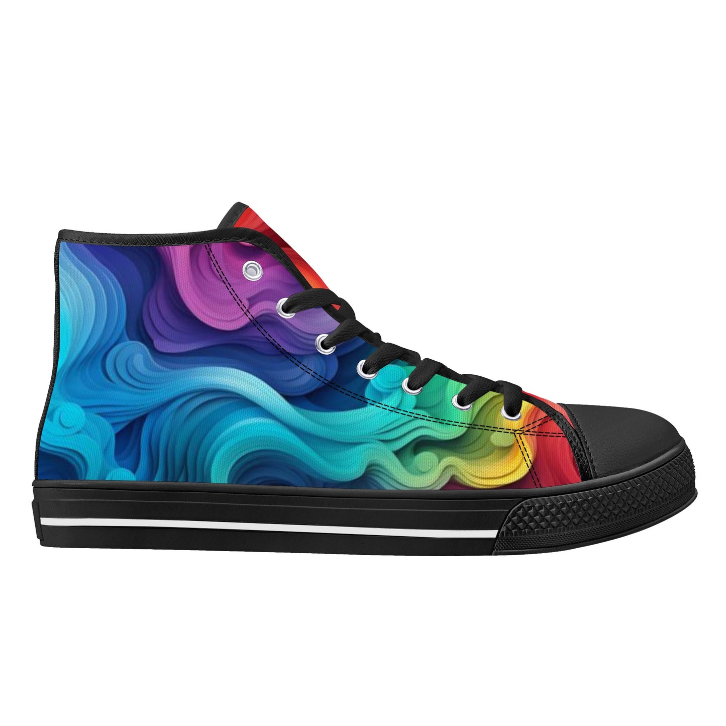 Zapatos de lona de caña alta para mujer Rainbow Swirl