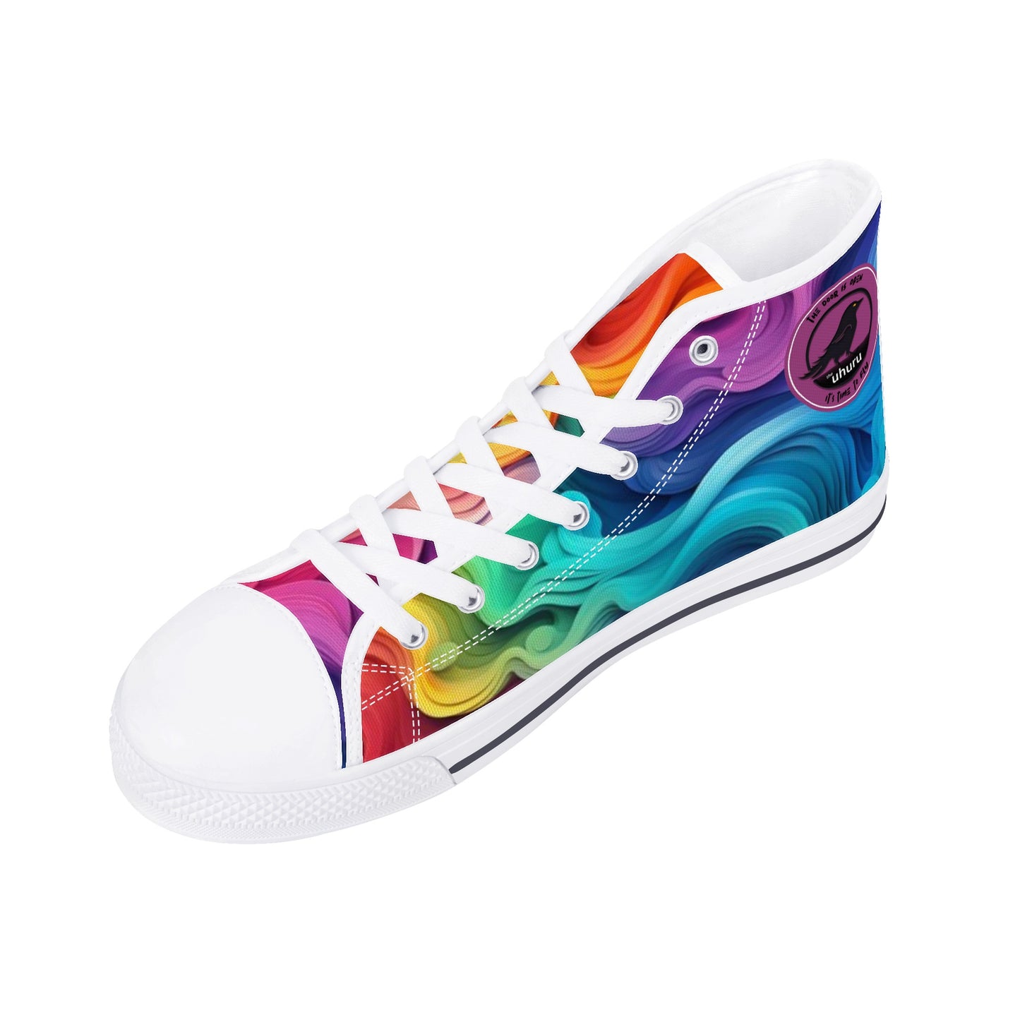 Zapatos de lona de caña alta para mujer Rainbow Swirl