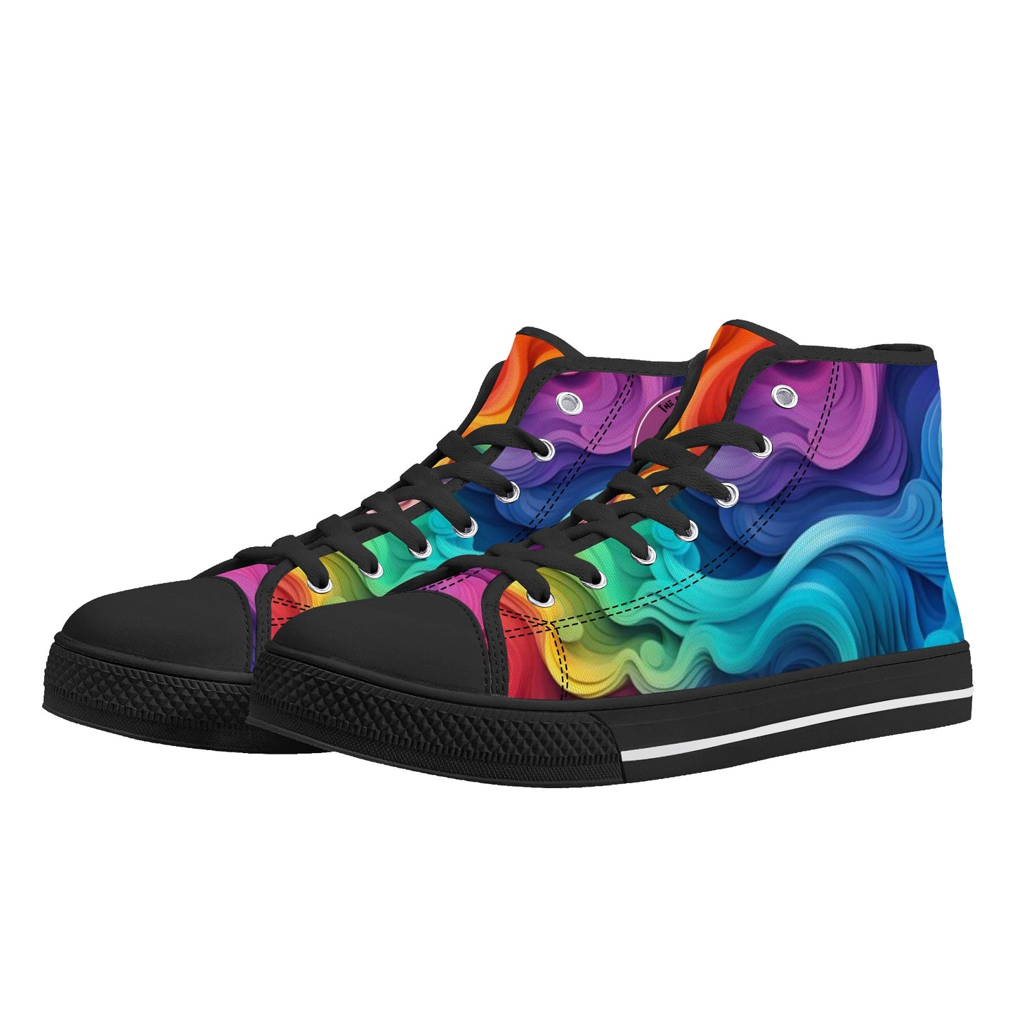 Zapatos de lona de caña alta para mujer Rainbow Swirl