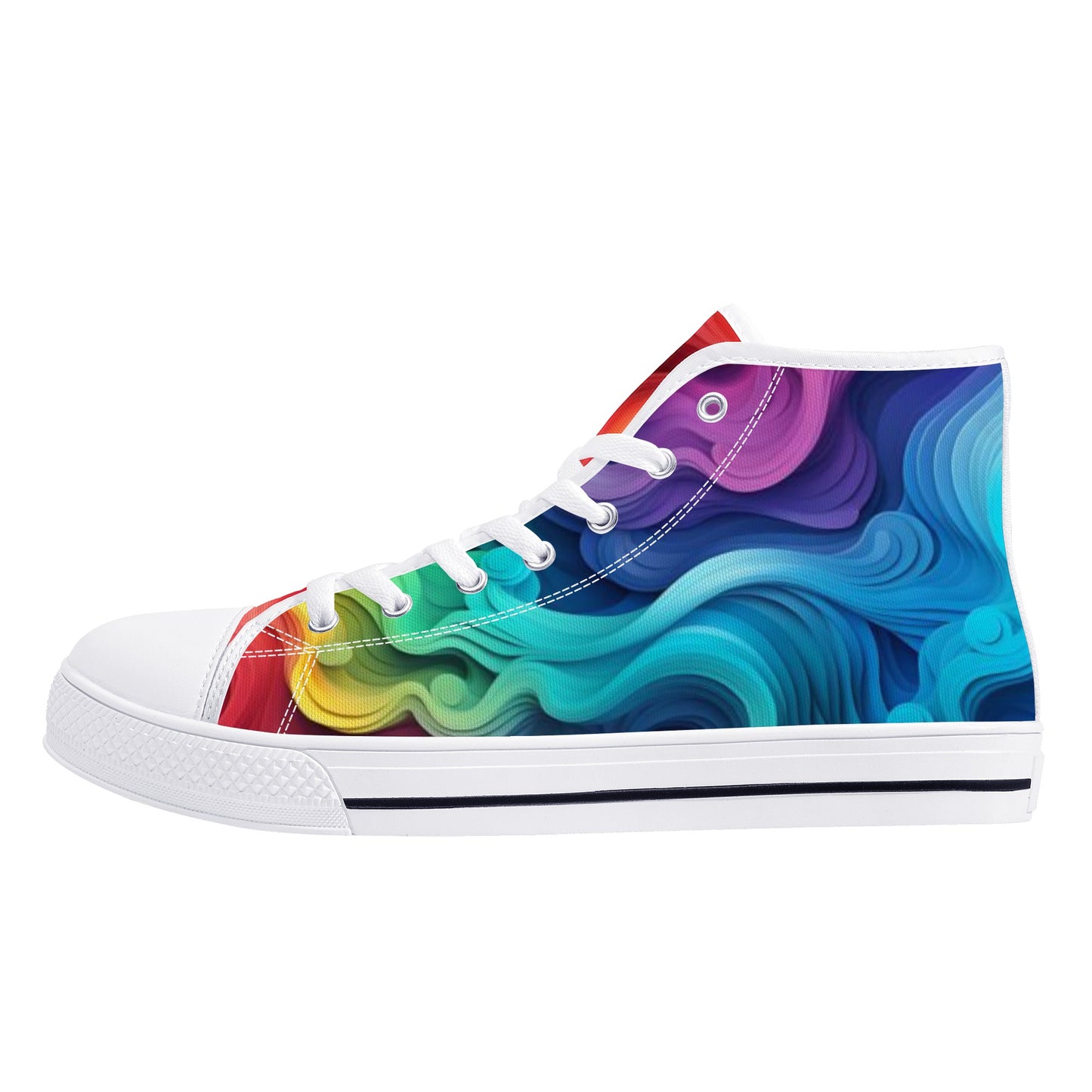 Zapatos de lona de caña alta para mujer Rainbow Swirl