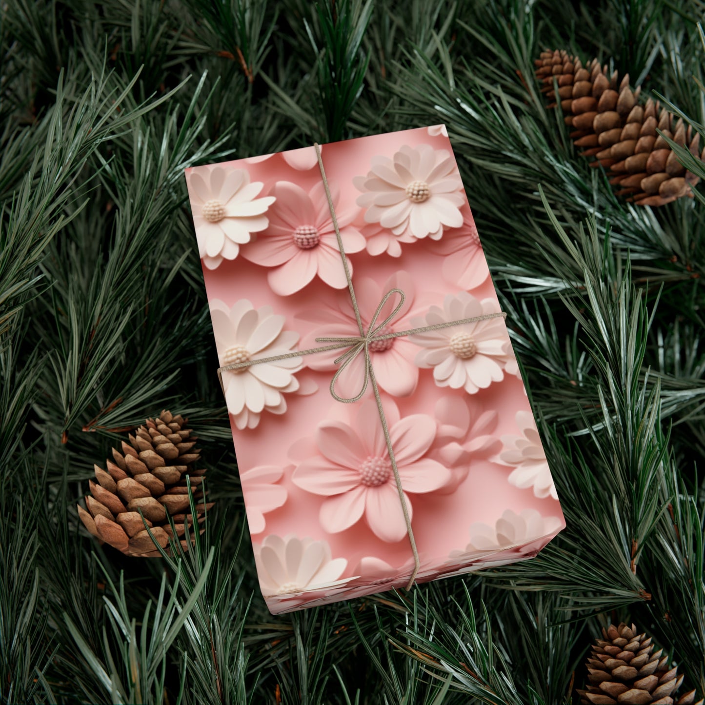 Gift Wrap Papers White and Pink Flowers #2