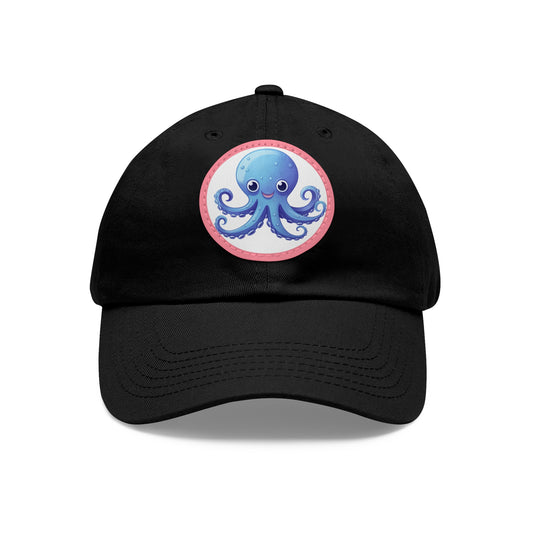 Dad Hat with Leather Patch (Round) Octopus