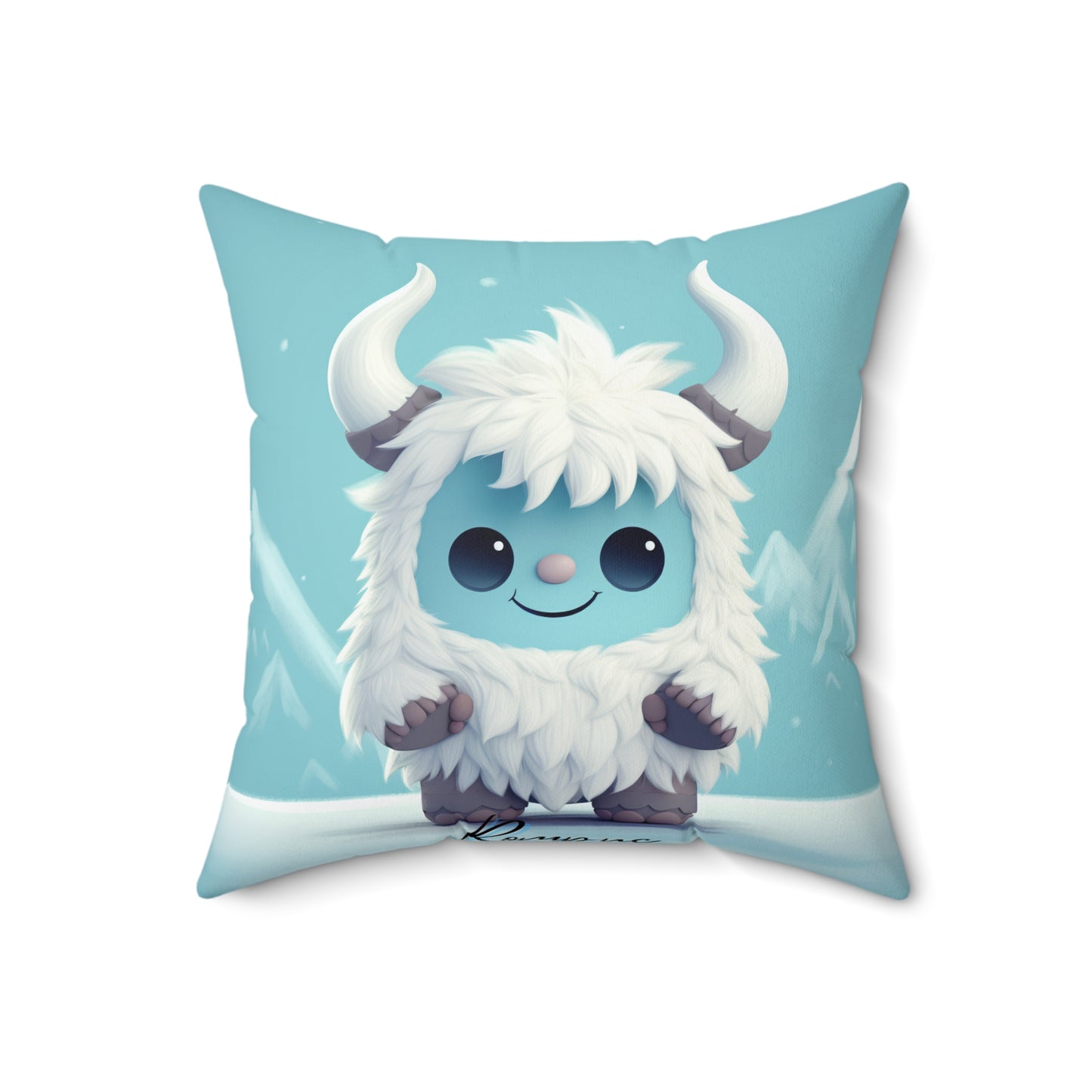 Spun Polyester Square Pillow Rompus... Yeti Kin