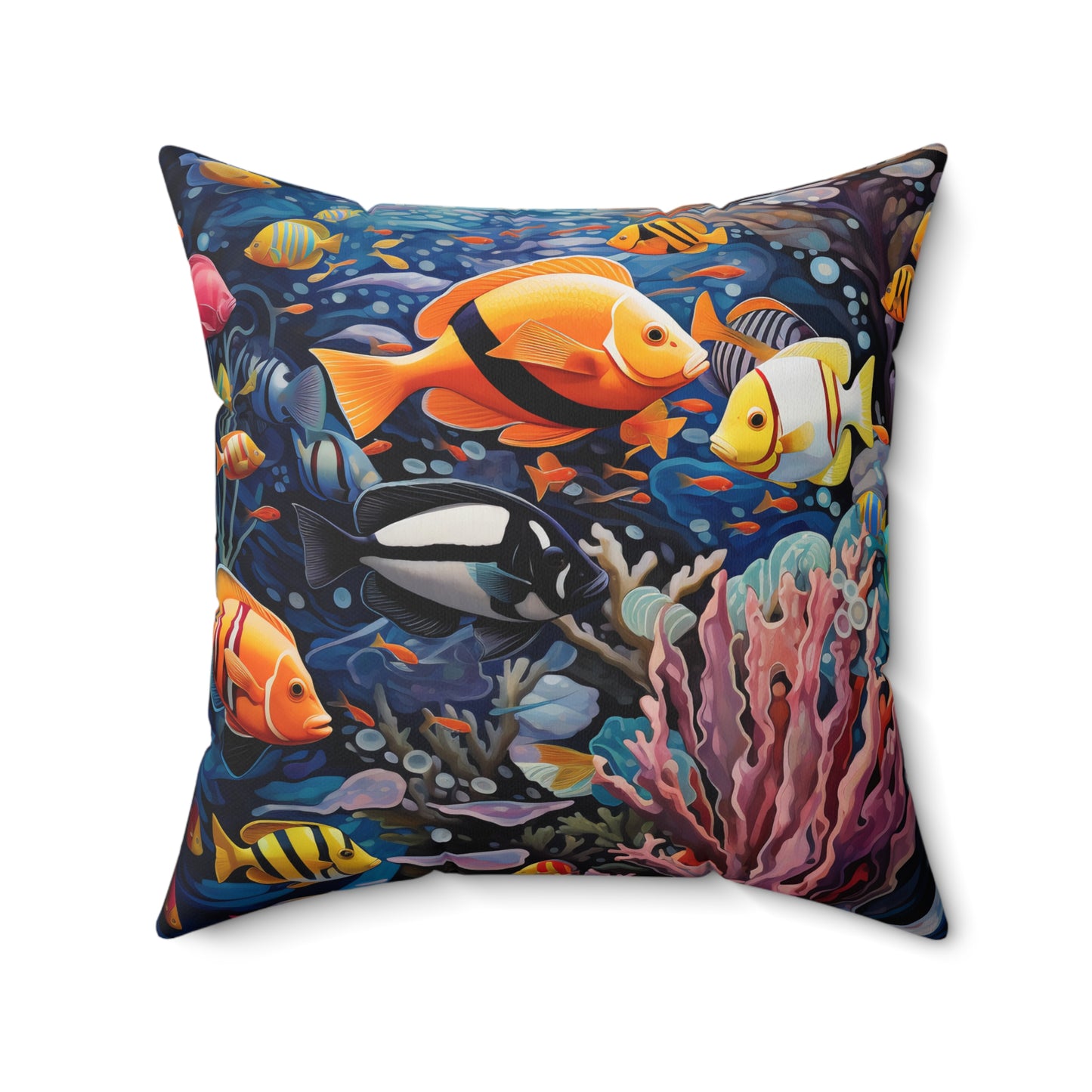 Spun Polyester Square Pillow Coral Reefer