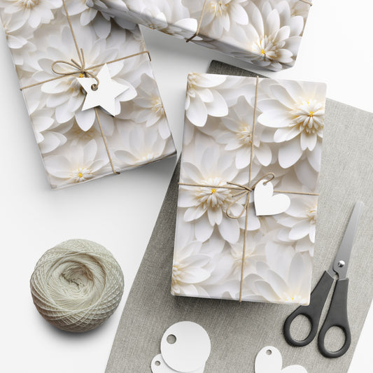 Gift Wrap Papers White Dahlia