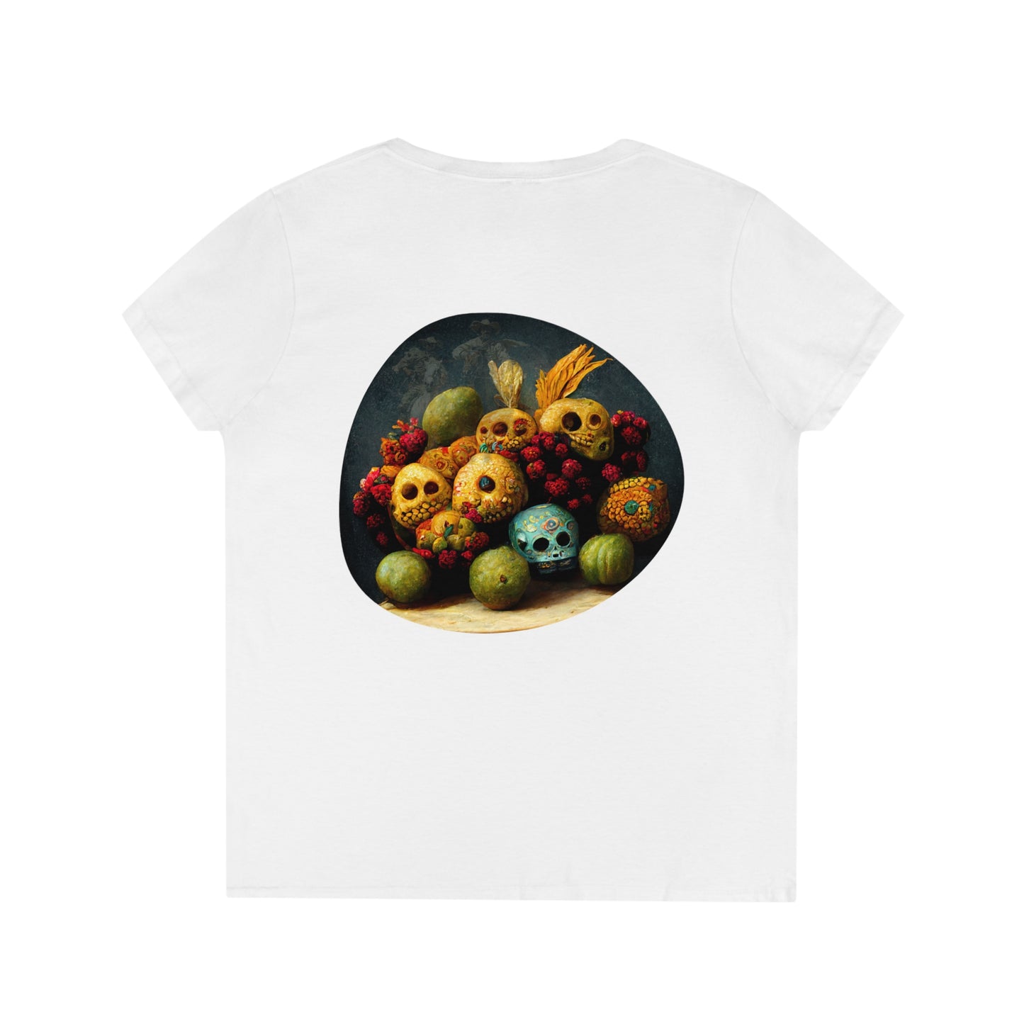 Camiseta Mujer Cuello Pico Día de Muertos