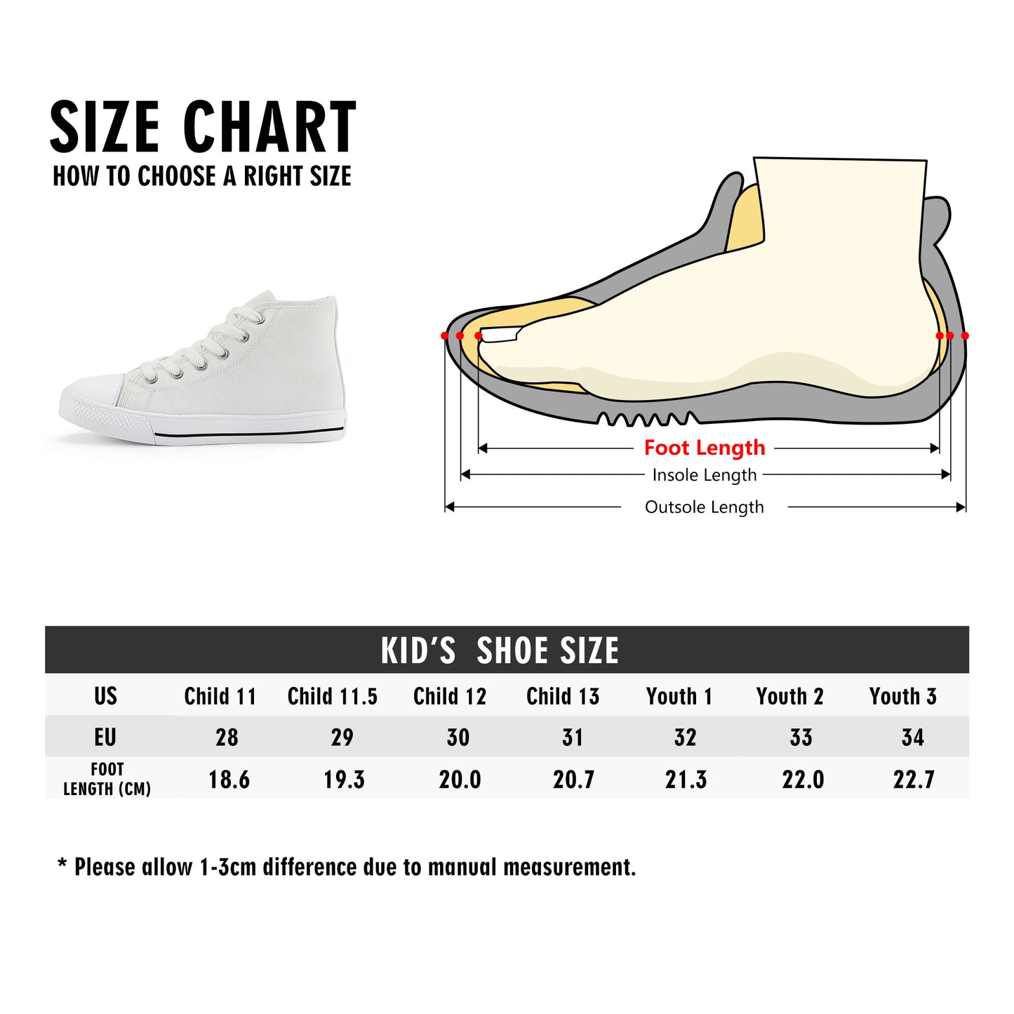 City Lights Kids' High Top Canvas Shoes