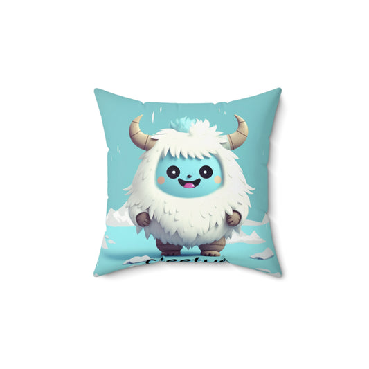 Spun Polyester Square Pillow Cleetus... Yeti Kin